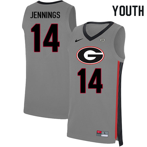 Youth #14 Markel Jennings Georgia Bulldogs College Basketball Jerseys Stitched Sale-Gray